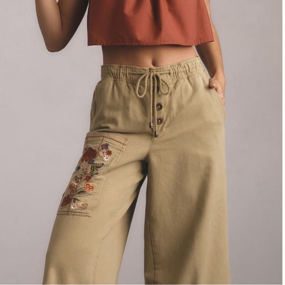 Anthropologie Pilcro Embroidered Wide Leg Pants - Picture 4 of 15